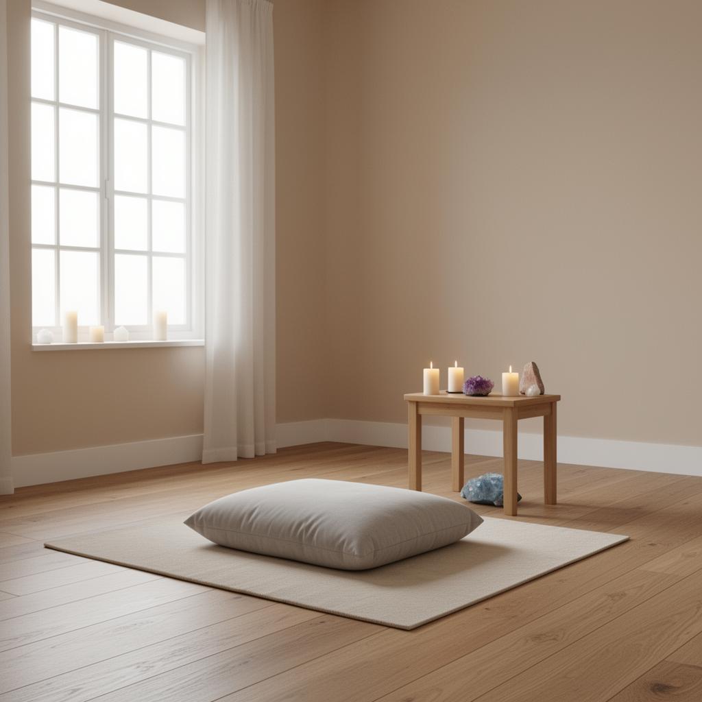 Calm meditation room interior in spiritual healing center